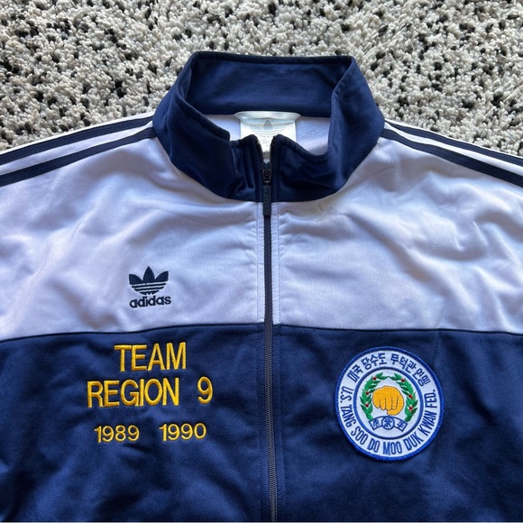 Adidas Vintage Track Jacket Tang Soo Do California Men's Navy Blue White XL - Picture 5 of 16